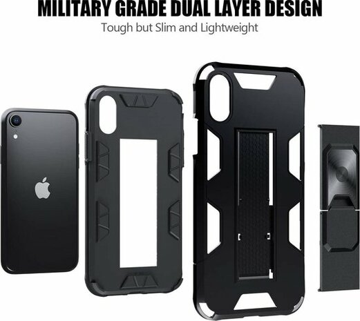 iPhone XR Zwart - Magnetic Kickstand Armor Case