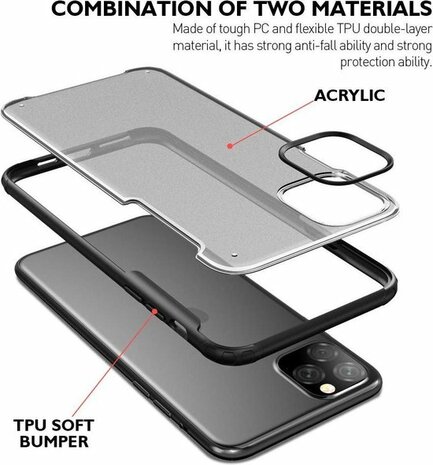 iPhone 11 Pro Max - Multi Protective Armor + Tempered Glass - Zwart