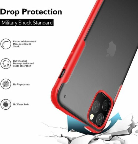 iPhone 11 Pro Max - Multi Protective Armor + Tempered Glass - Rood