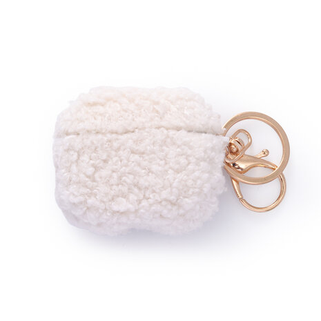 AirPods 3 - Wit - Schokbestendig Teddy Furr Cover met Ring &amp; Sleutelhanger