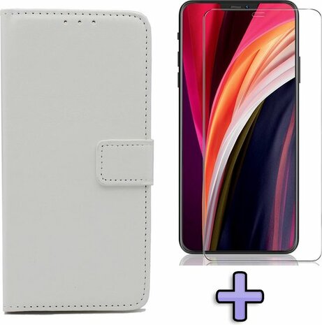iPhone 12 Pro Max - Book Case &amp; Glas - Wit
