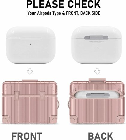AirPods Pro &amp; Pro 2 - Koffer Hoes - Rosegoud