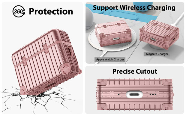 AirPods Pro &amp; Pro 2 - Koffer Hoes - Rosegoud