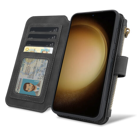 iPhone 15 Pro - Charcoal Gray - 2 in 1 Rits Book Case