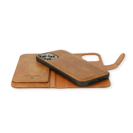 iPhone 16e - Bruin - 2 in 1 HQ Book Case met Extra Vakken &amp; Glas