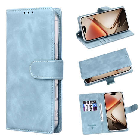 iPhone 16e - Suide Book Case - Licht Blauw