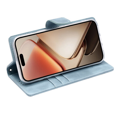 iPhone 16e - Suide Book Case - Licht Blauw