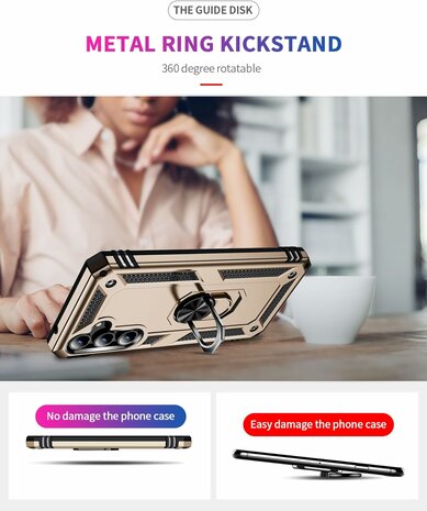Samsung A55 - Goud - Armor met Kickstand Ring