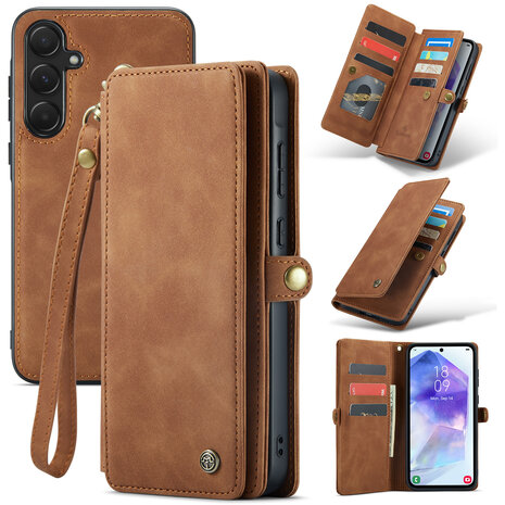 Samsung A56 - Sienna Brown - 2 in 1 Book met Extra Vakken