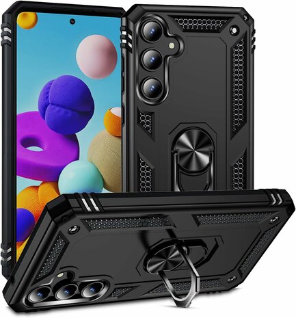 Samsung A55 - Zwart - Armor met Kickstand Ring