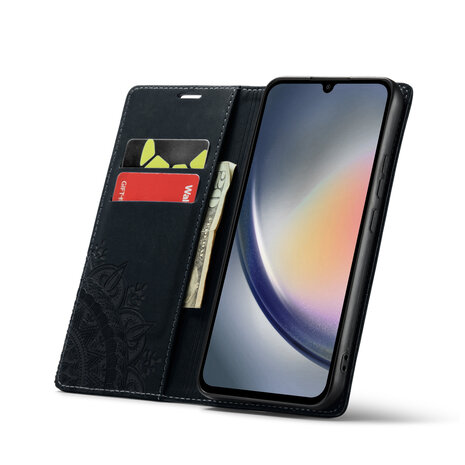 Samsung A55 - Charcoal Gray - Mandala Book Case