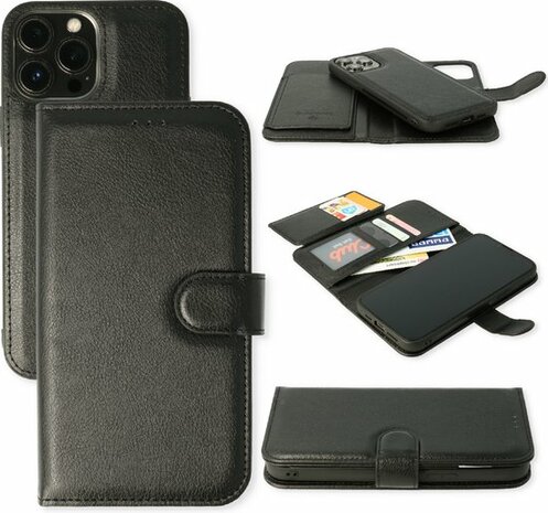 iPhone 11 Zwart - 2 in 1 HQ Book Case met Extra Vakken