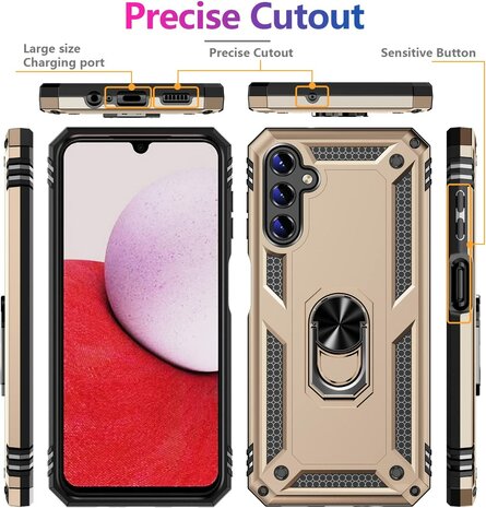 Samsung A14 Goud - Armor met Kickstand Ring