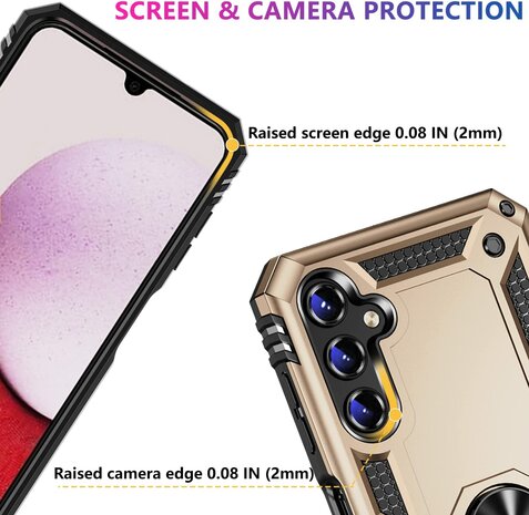 Samsung A14 Goud - Armor met Kickstand Ring