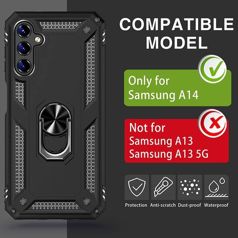 Samsung A14 Goud - Armor met Kickstand Ring