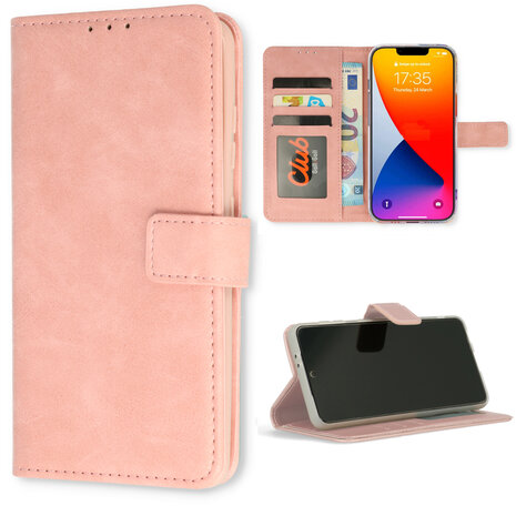 iPhone 15 Pro - Book Case - Baby Roze
