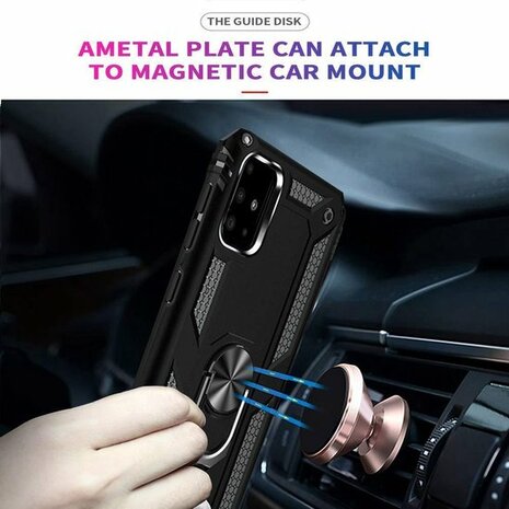 Samsung A51 - Armor met Kickstand Ring - Zwart