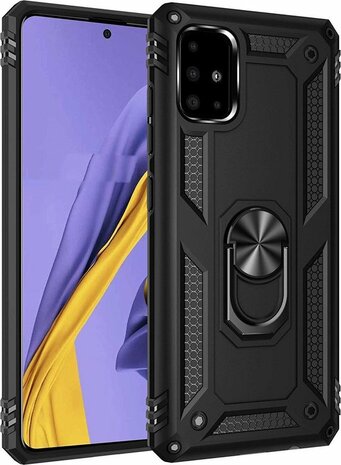 Samsung A51 - Armor met Kickstand Ring - Zwart