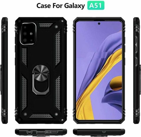 Samsung A51 - Armor met Kickstand Ring - Zwart