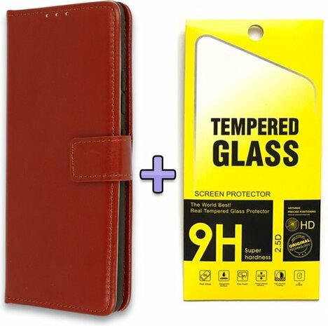 iPhone 11 Pro Max - Book Case &amp; Glas - Bruin
