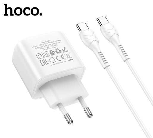 iPhone 16 Pro Max - 2m Type C &amp; Stekker (DC71) - 25W - Wit