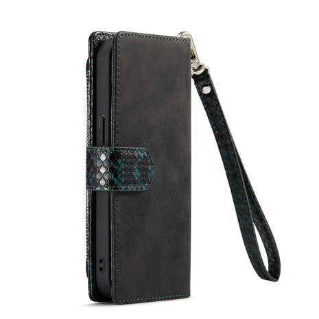 iPhone 13 Mini - Groen - 2 in 1 Slangen Portemonnee Book Case met Rits