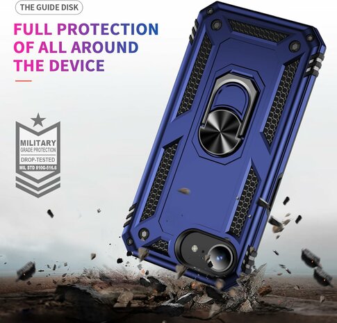 iPhone 16e - Blauw - Kickstand Amor Back Cover