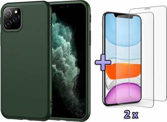 iPhone 11 Pro Max - Back Cover &amp; 2X Glas - Groen