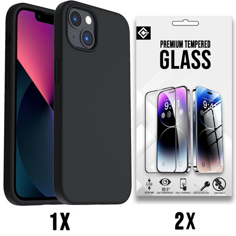 iPhone 15 - Back Cover &amp; 2x Glas - Zwart