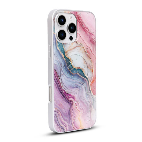 iPhone 16 Pro - Roze - Camera Marmer MagSafe Back Cover