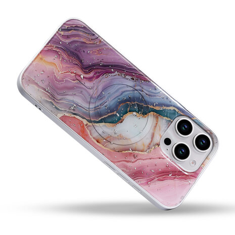 iPhone 16 Pro - Roze - Camera Marmer MagSafe Back Cover