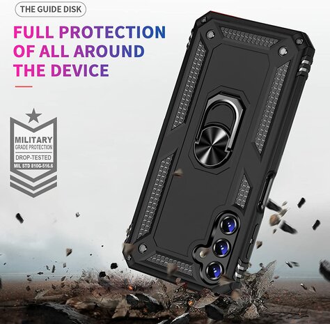 Samsung A14 Zwart - Armor met Kickstand Ring