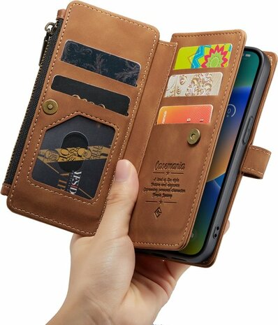 iPhone 14 Plus Sienna Brown- Book Case met Rits