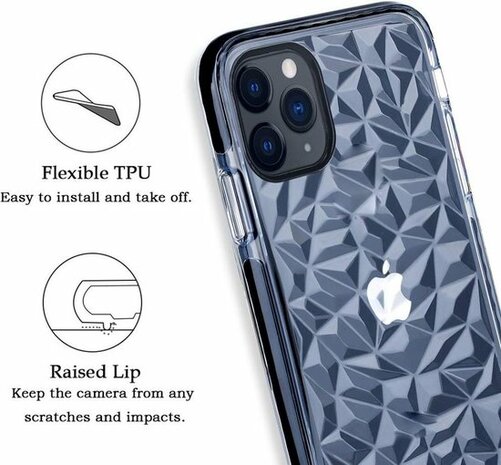 iPhone 11 Pro Max - Crystal Back Cover - Zwart