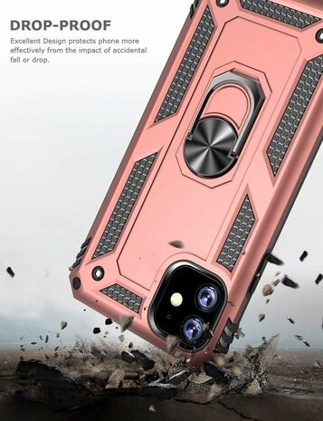 iPhone 11 - Armor met Kickstand Ring - Rosegoud