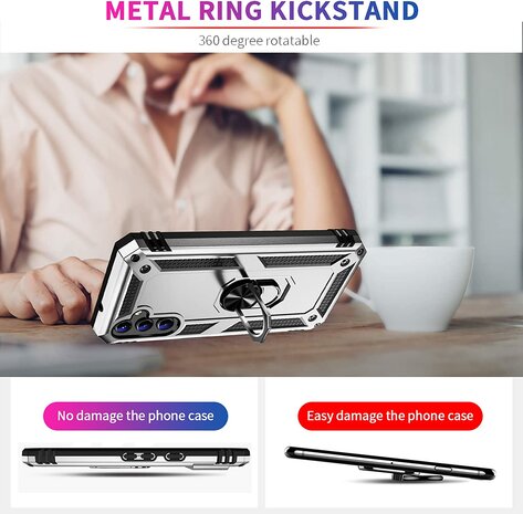 Samsung A14 Grijs - Armor met Kickstand Ring