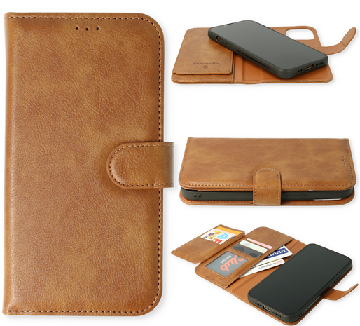 iPhone 16e - Bruin - 2 in 1 HQ Book Case met Extra Vakken