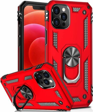 iPhone 12 Pro Max Rood - Armor met Kickstand Ring