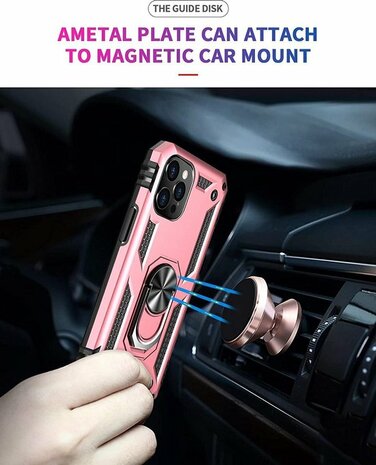iPhone 12 Pro Max Rosegoud - Armor met Kickstand Ring