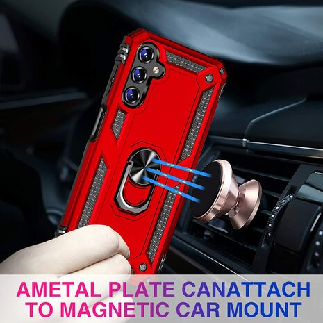 Samsung A14 Rood - Armor met Kickstand Ring