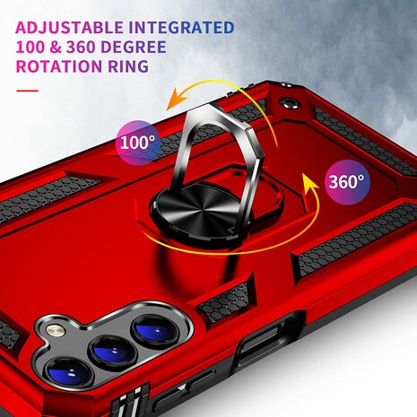 Samsung A14 Rood - Armor met Kickstand Ring