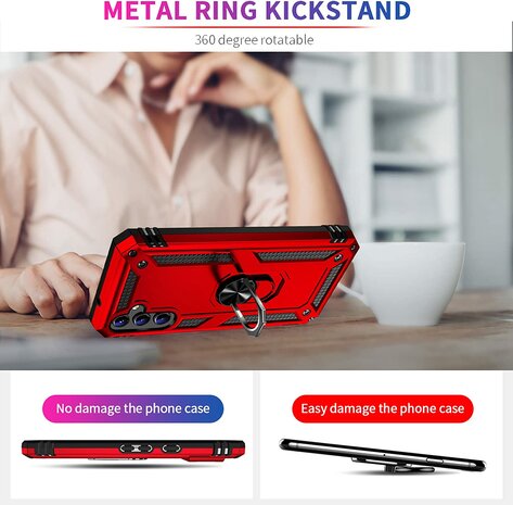 Samsung A14 Rood - Armor met Kickstand Ring