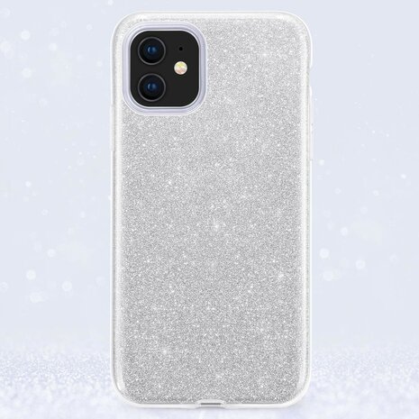 iPhone 11 - Glitter Back Cover - Zilver