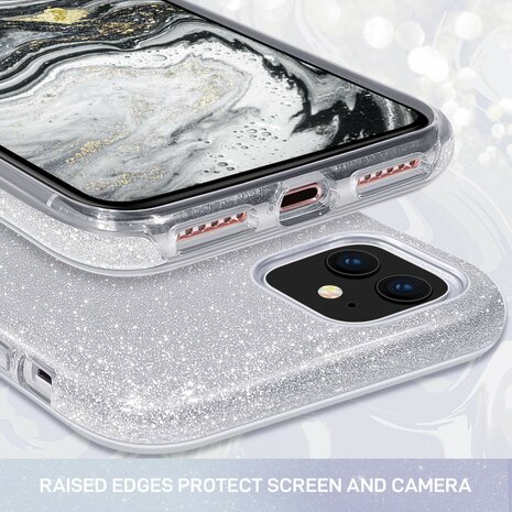 iPhone 11 - Glitter Back Cover - Zilver