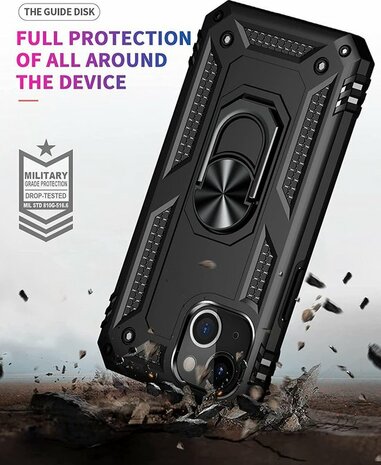 iPhone 13 Mini Zwart - Armor met Kickstand Ring