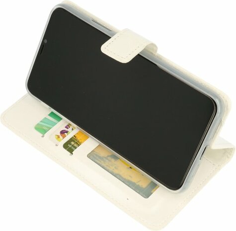 iPhone 11 - Book Case &amp; Glas - Wit