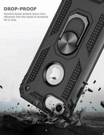 iPhone 7 &amp; 8 - Armor met Kickstand Ring - Zwart