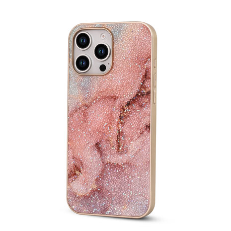 iPhone 16 Pro Max - Diamant Marmer Glitter - Roze