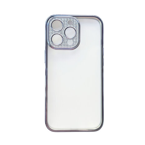 iPhone 12 - Glitter Cam Back Cover - Blauw