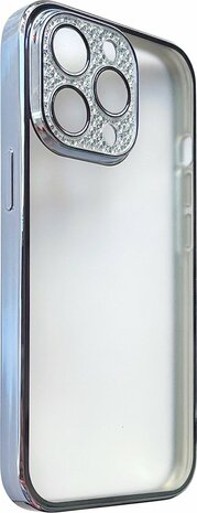 iPhone 12 - Glitter Cam Back Cover - Blauw